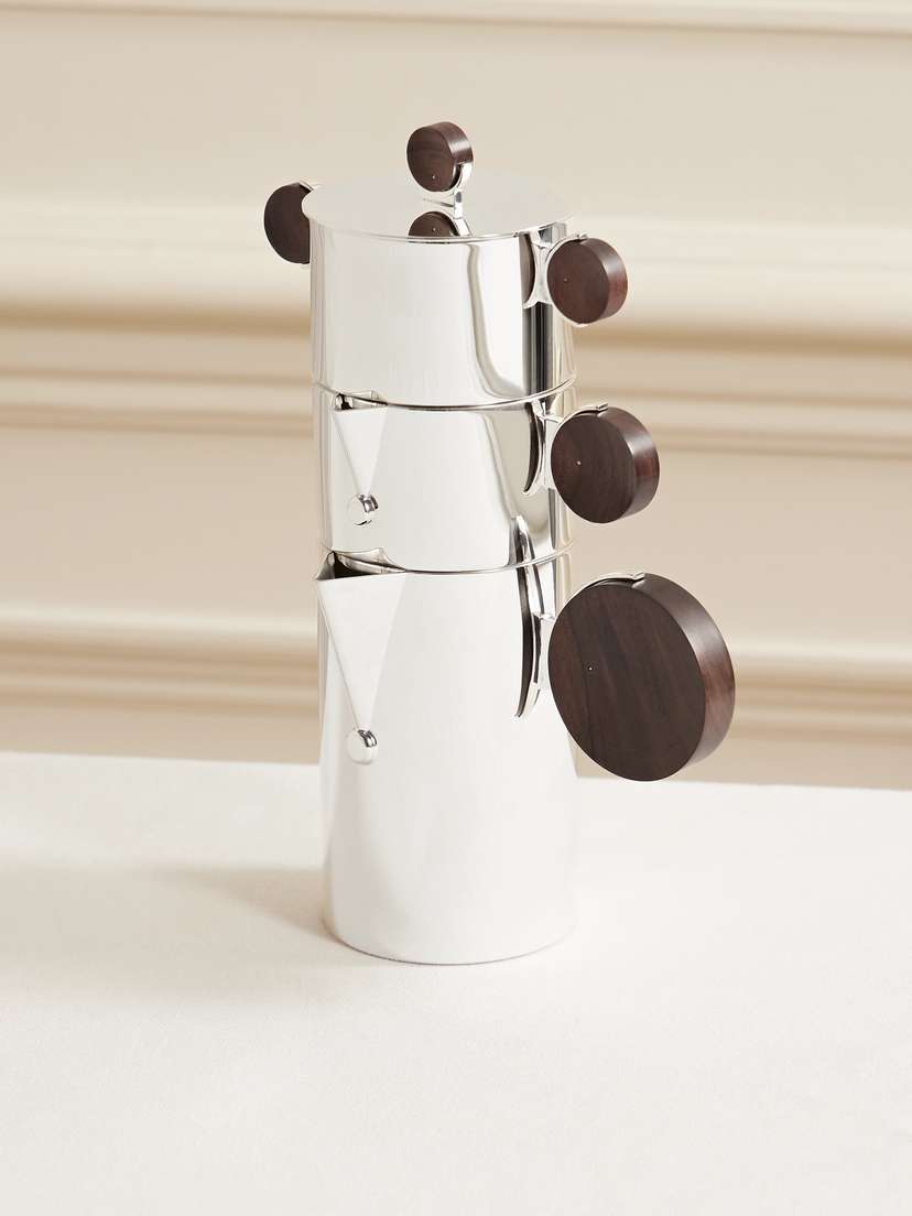 Christofle Gigogne Silver-plated And Wood Coffee Pot