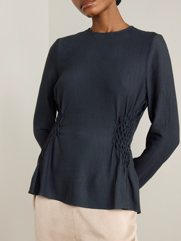 NET-A-PORTER FOR THE KING’S FOUNDATION Smocked LENZING™ ECOVERO™, ENKA® and wool-blend blouse