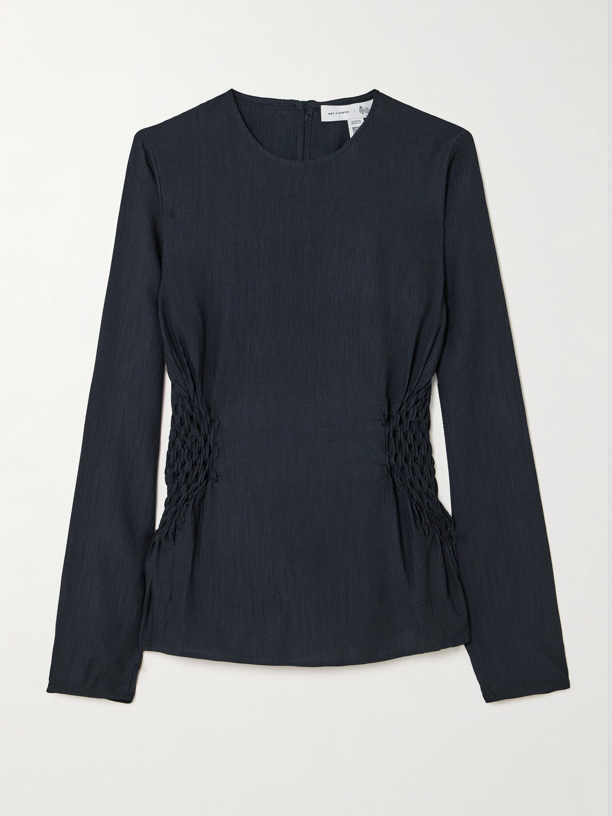 Net-a-porter For The King’s Foundation Smocked Lenzing™ Ecovero™, Enka® And Wool-blend Blouse In Blue