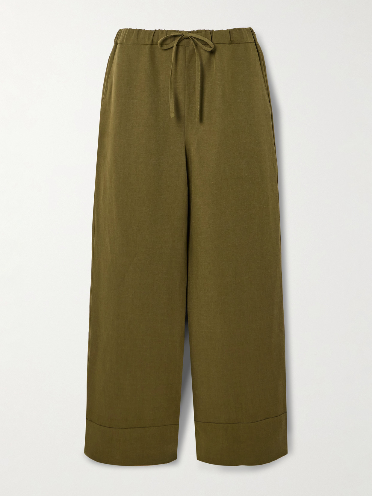 Net-a-porter For The King’s Foundation Linen And Tencel™ Lyocell-blend Straight-leg Pants In Green