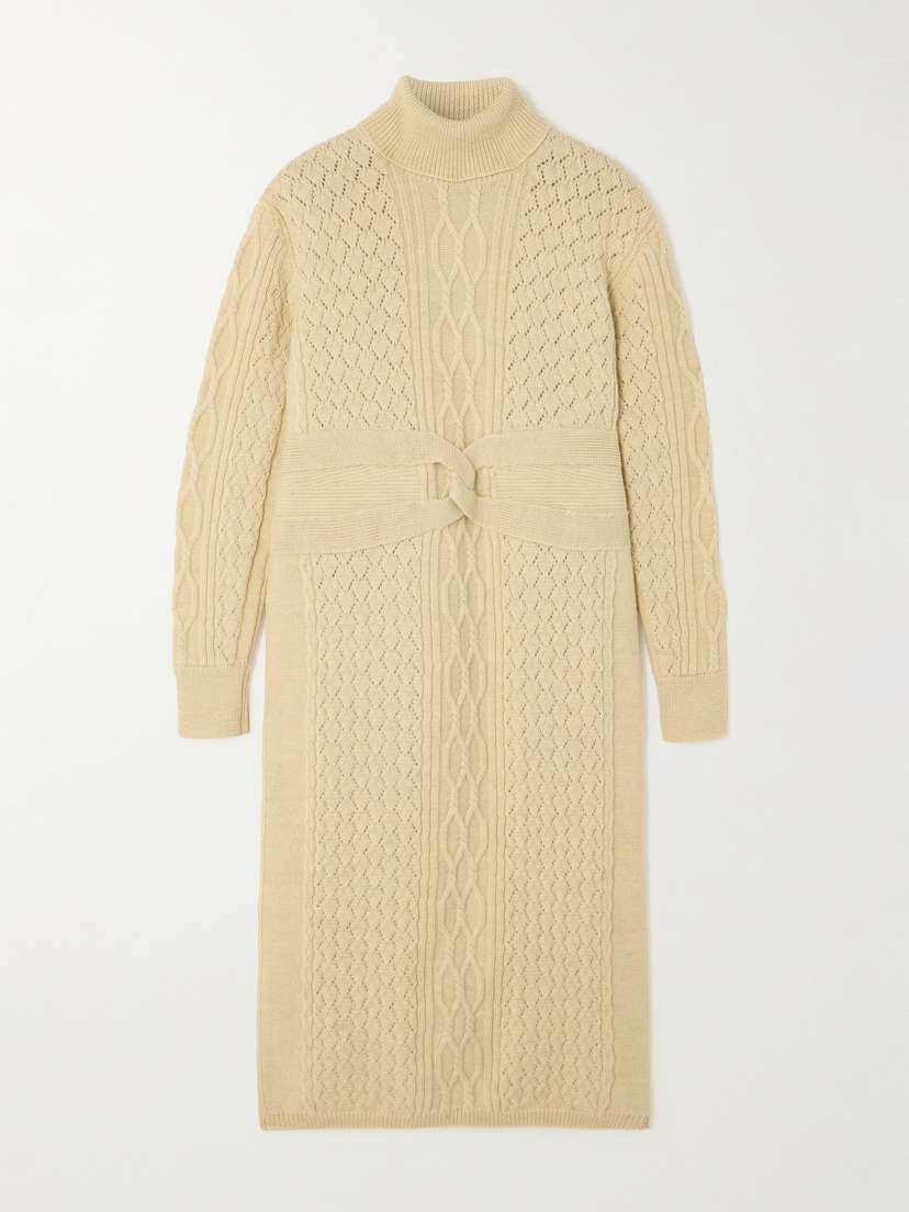 NET-A-PORTER For The King’s Foundation Cable-knit Wool Turtleneck Midi Dress