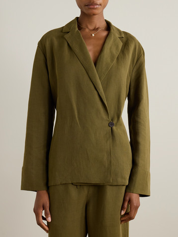 NET-A-PORTER FOR THE KING’S FOUNDATION Belted linen and TENCEL™ Lyocell-blend jacket