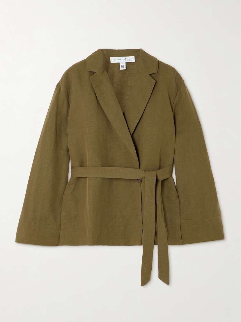 NET-A-PORTER For The King’s Foundation Belted Linen And Tencel™ Lyocell-blend Jacket