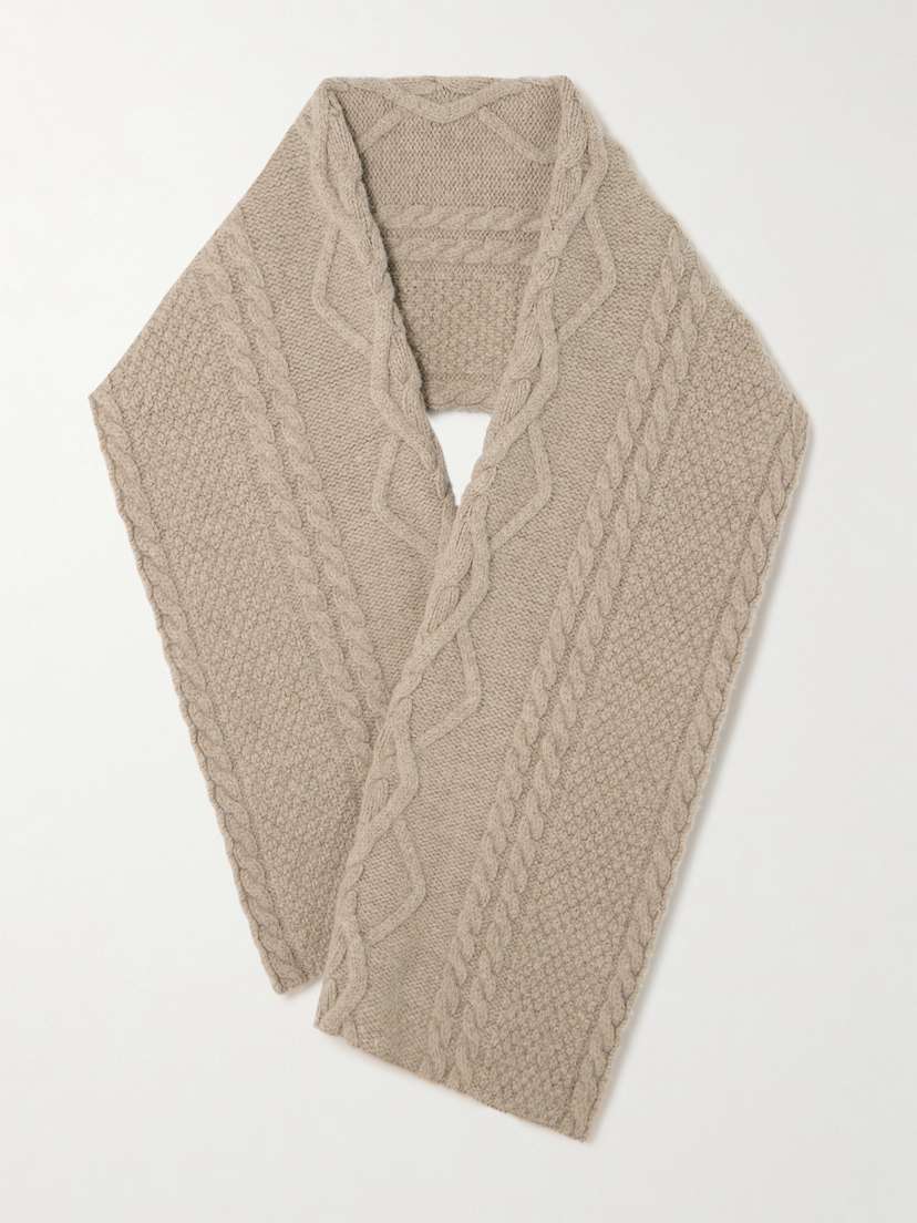 NET-A-PORTER For The King’s Foundation Cable-knit Wool Scarf