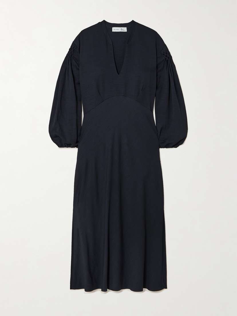 NET-A-PORTER For The King’s Foundation Smocked Lenzing™ Ecovero™, Enka® And Wool-blend Midi Dress