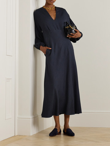 NET-A-PORTER FOR THE KING’S FOUNDATION Smocked LENZING™ ECOVERO™, ENKA® and wool-blend midi dress