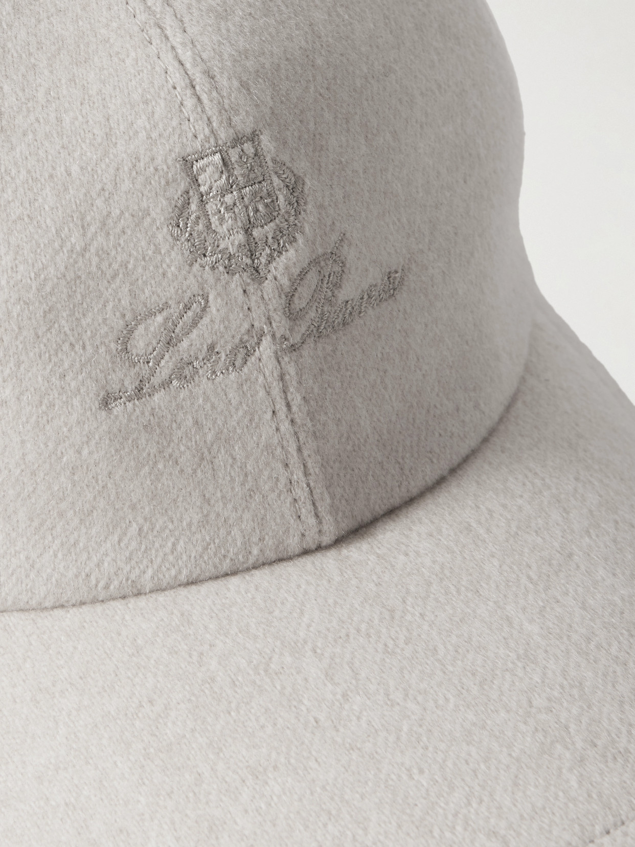 Loro Piana Embroidered Storm System® Cashmere-felt Baseball Cap In Gray