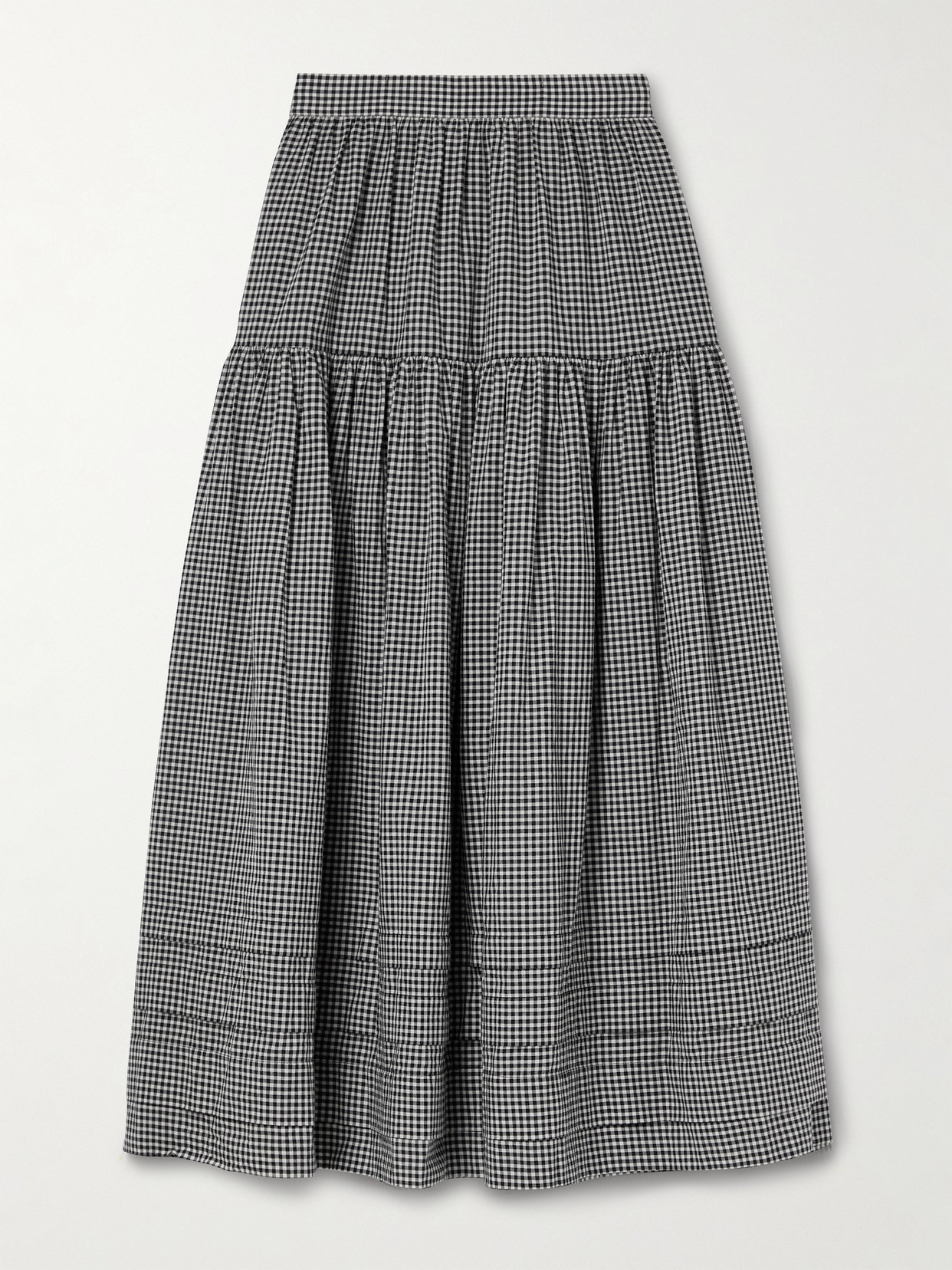DOEN SEBASTIANE TIERED GINGHAM COTTON-VOILE MIDI SKIRT