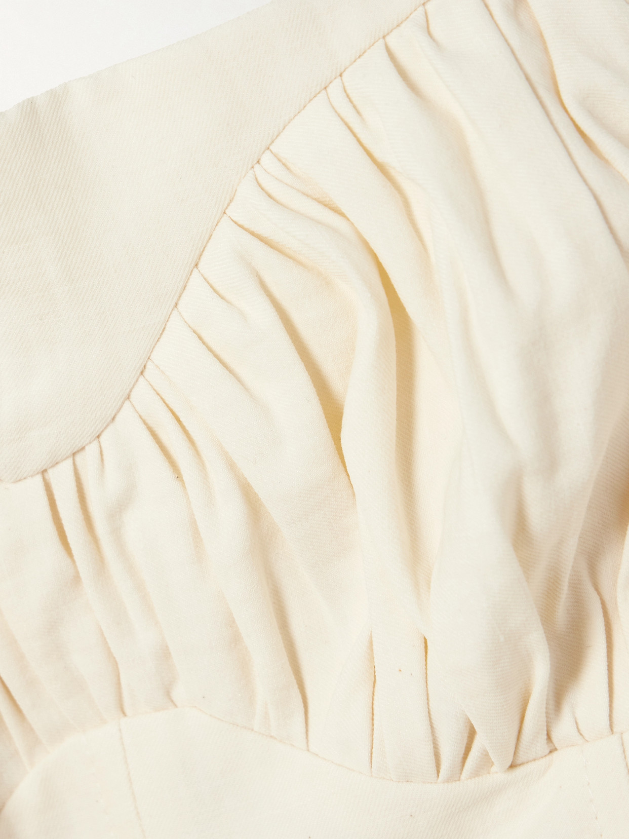 Tove Ruby Gathered Linen-blend Twill Peplum Bustier Top In Off-white