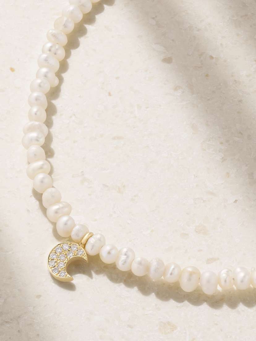 Roxanne First Baby Potato 14-karat Gold, Pearl And Diamond Necklace