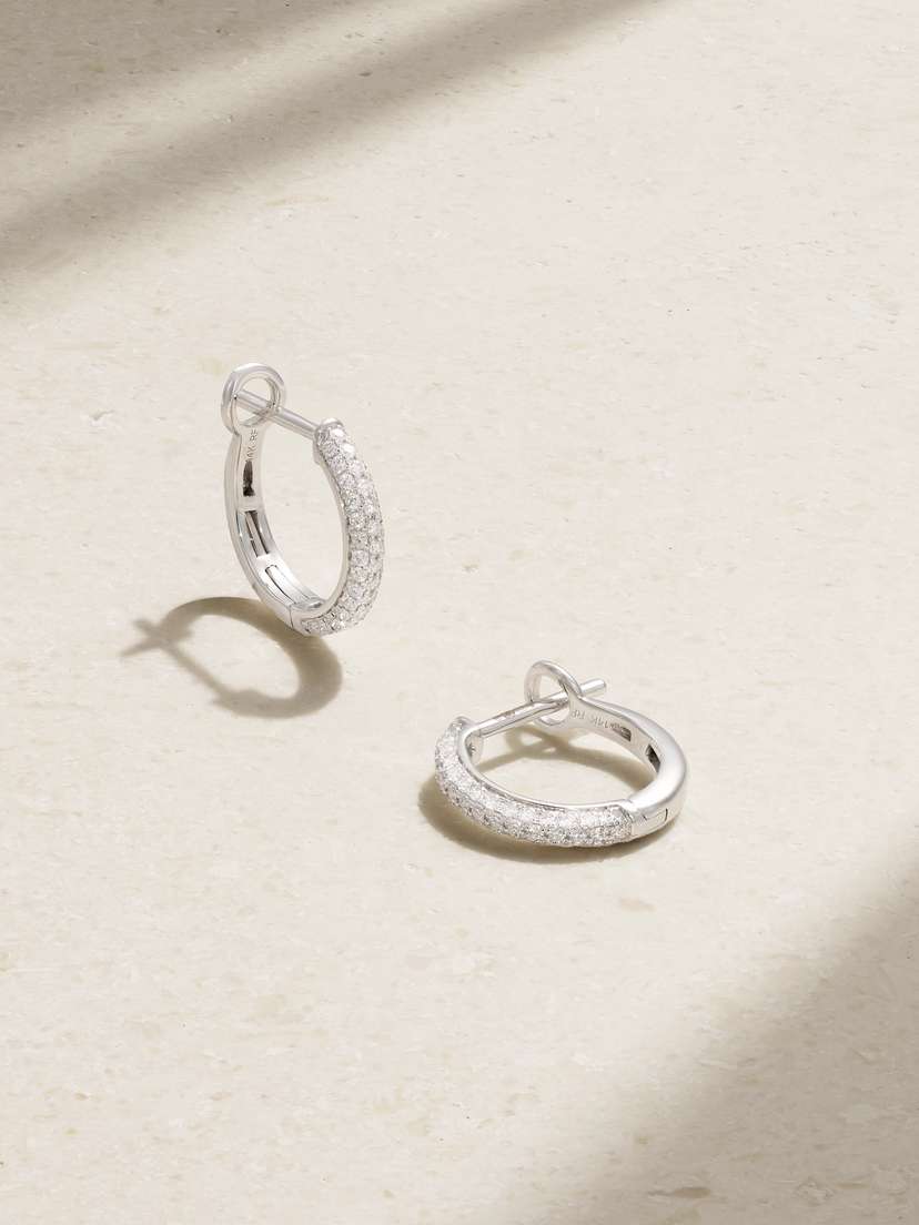 Roxanne First 14-karat White Gold Diamond Hoop Earrings