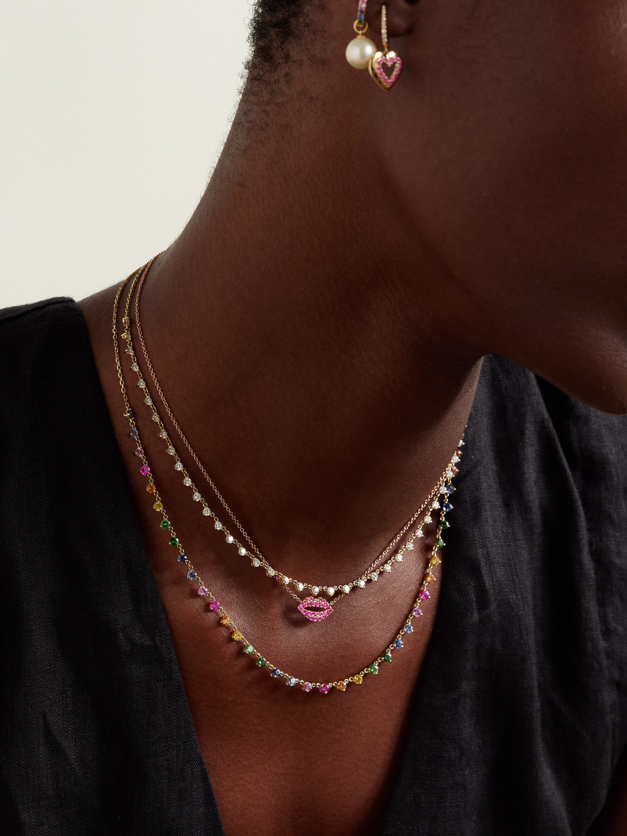 Roxanne First 100s And 1000s Cupcake 14-karat Gold Sapphire Necklace In Multi
