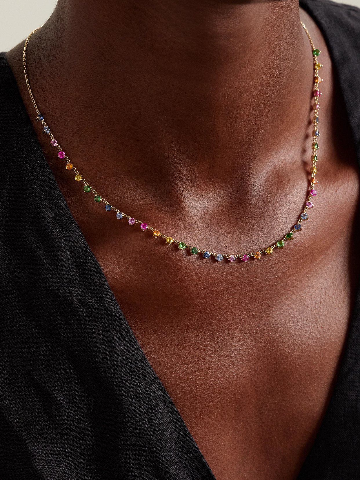 Roxanne First 100s And 1000s Cupcake 14-karat Gold Sapphire Necklace In Multi