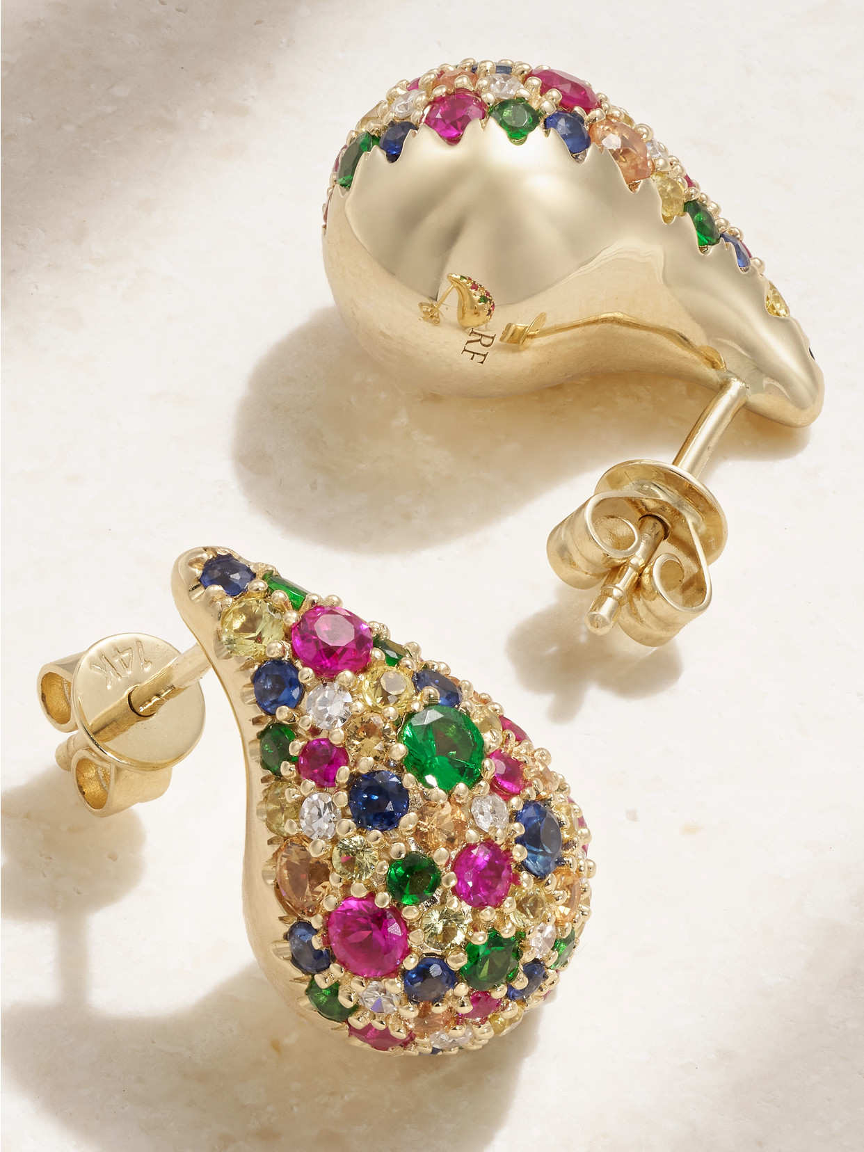 Roxanne First Happy Tears 14-karat Gold Sapphire Earrings In Multi