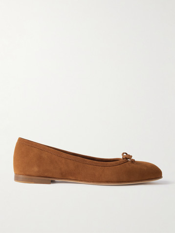 MANOLO BLAHNIK Veralli bow-detailed suede ballet flats
