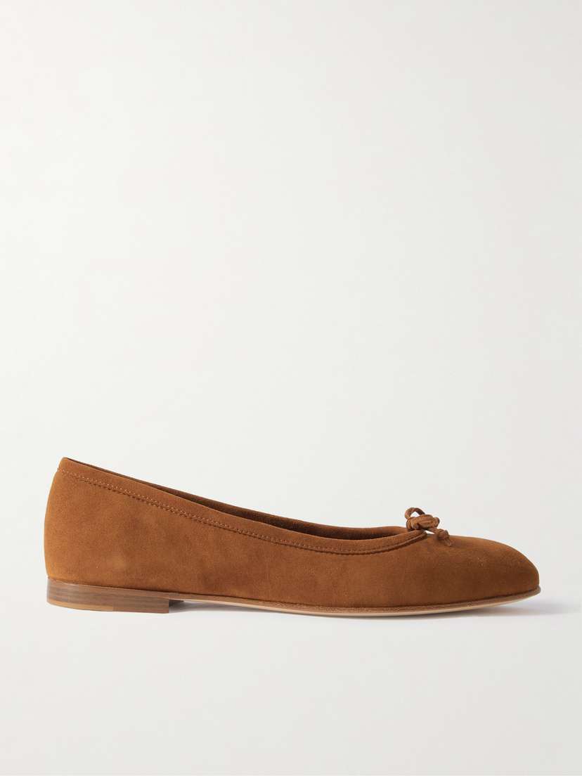 Manolo Blahnik Veralli Bow-detailed Suede Ballet Flats