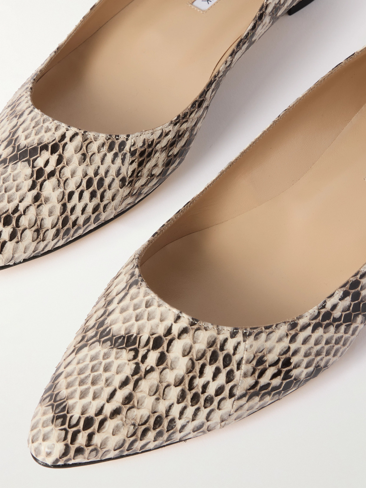 Bb 10 Snake-Effect Leather Point-Toe Flats