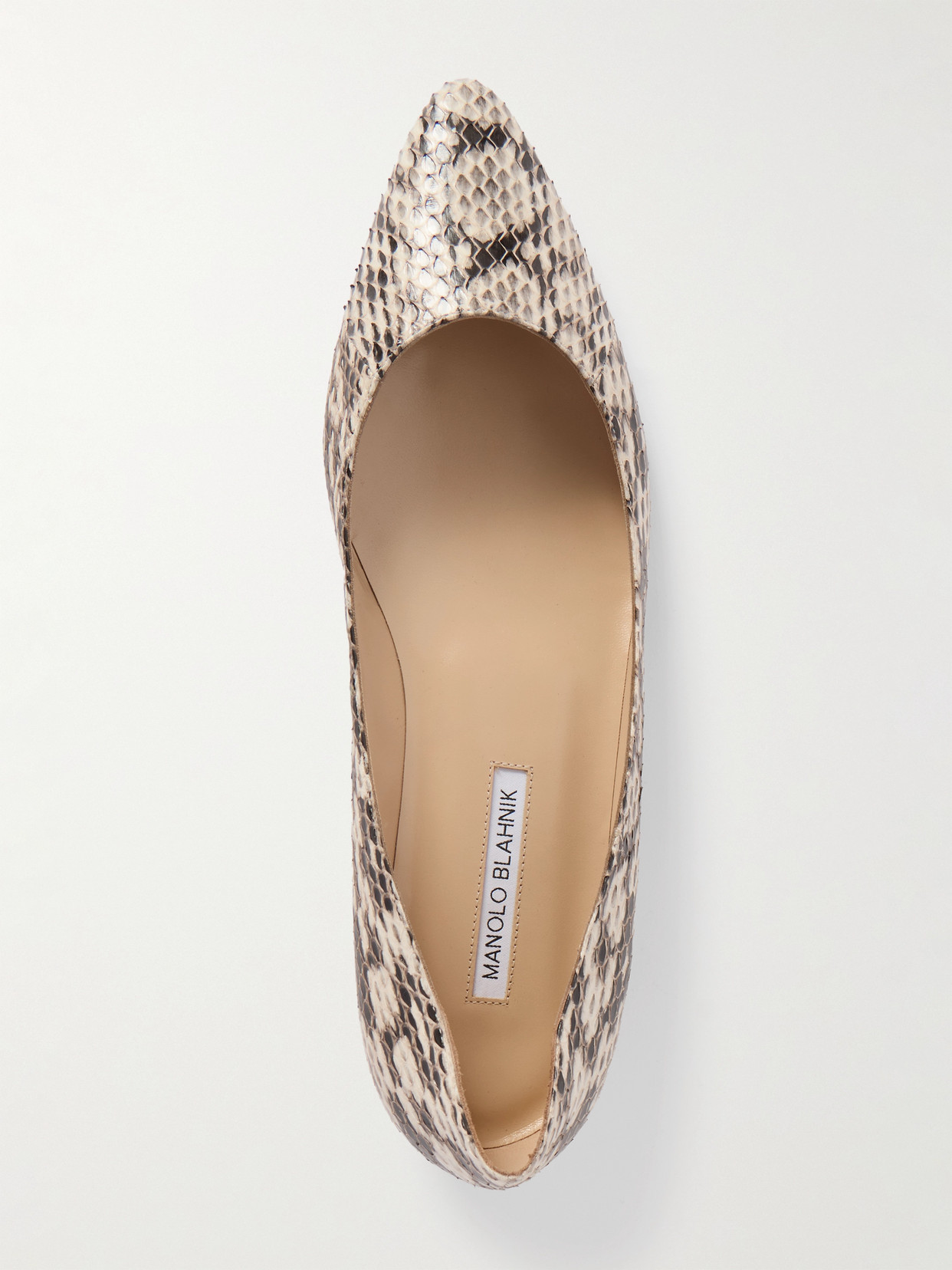 Bb 10 Snake-Effect Leather Point-Toe Flats