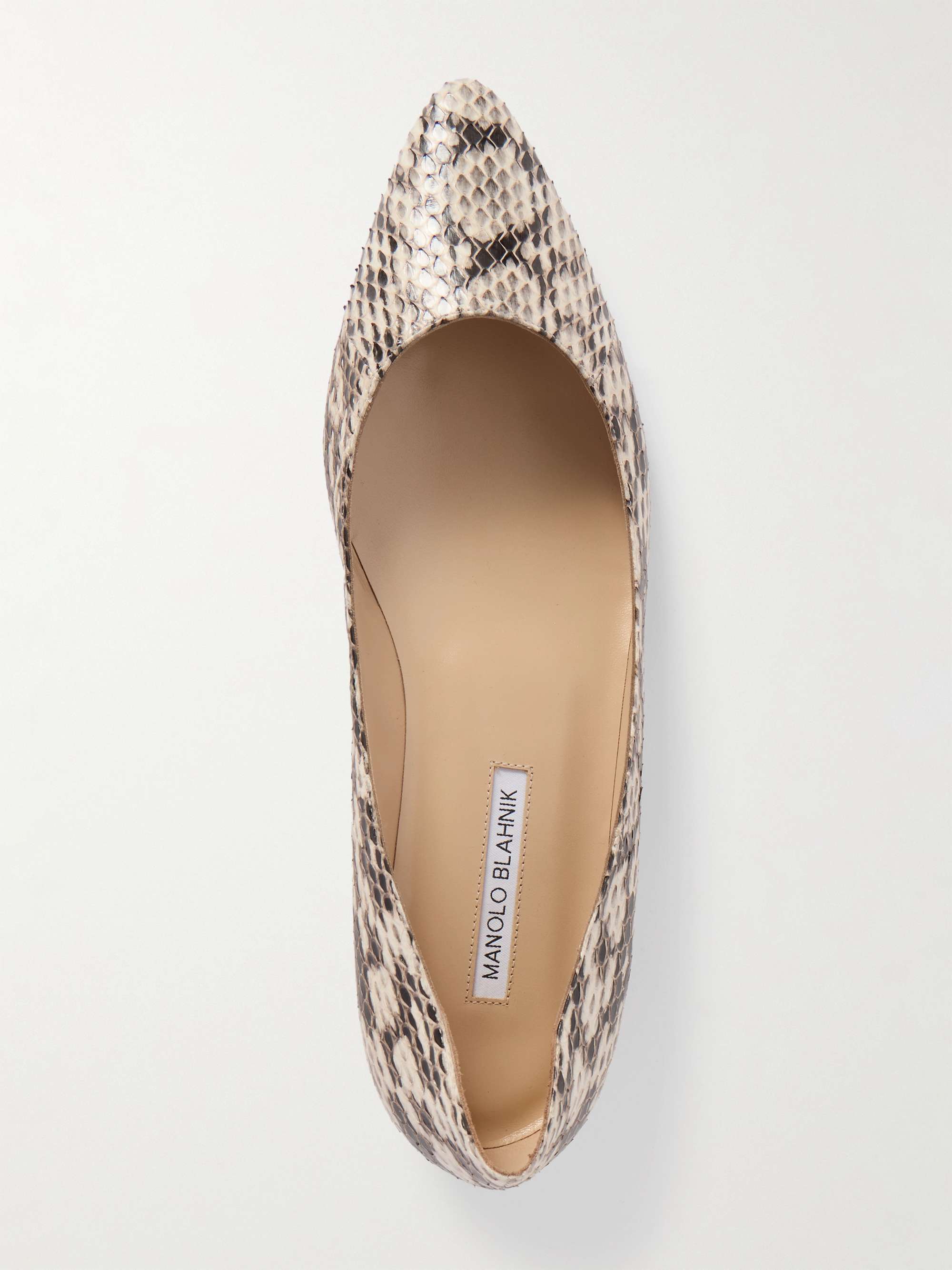 MANOLO BLAHNIK BB 10 snake-effect leather point-toe flats