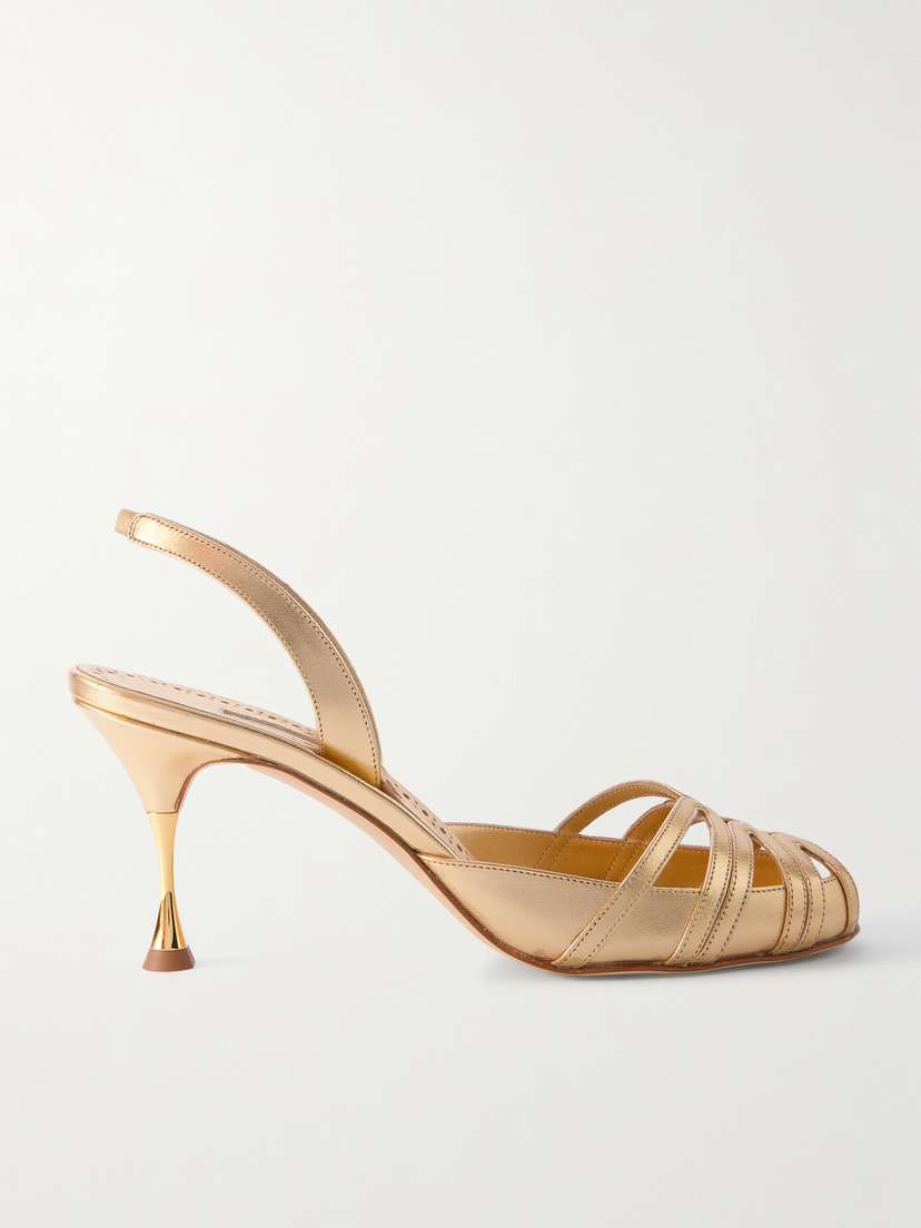 Manolo Blahnik Makanak 70 Metallic Leather Sandals