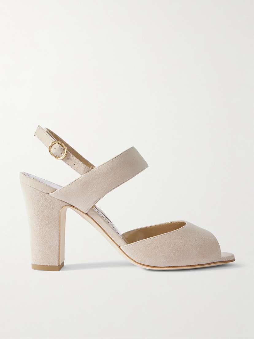 Manolo Blahnik Khiko 90 Suede Slingback Sandals