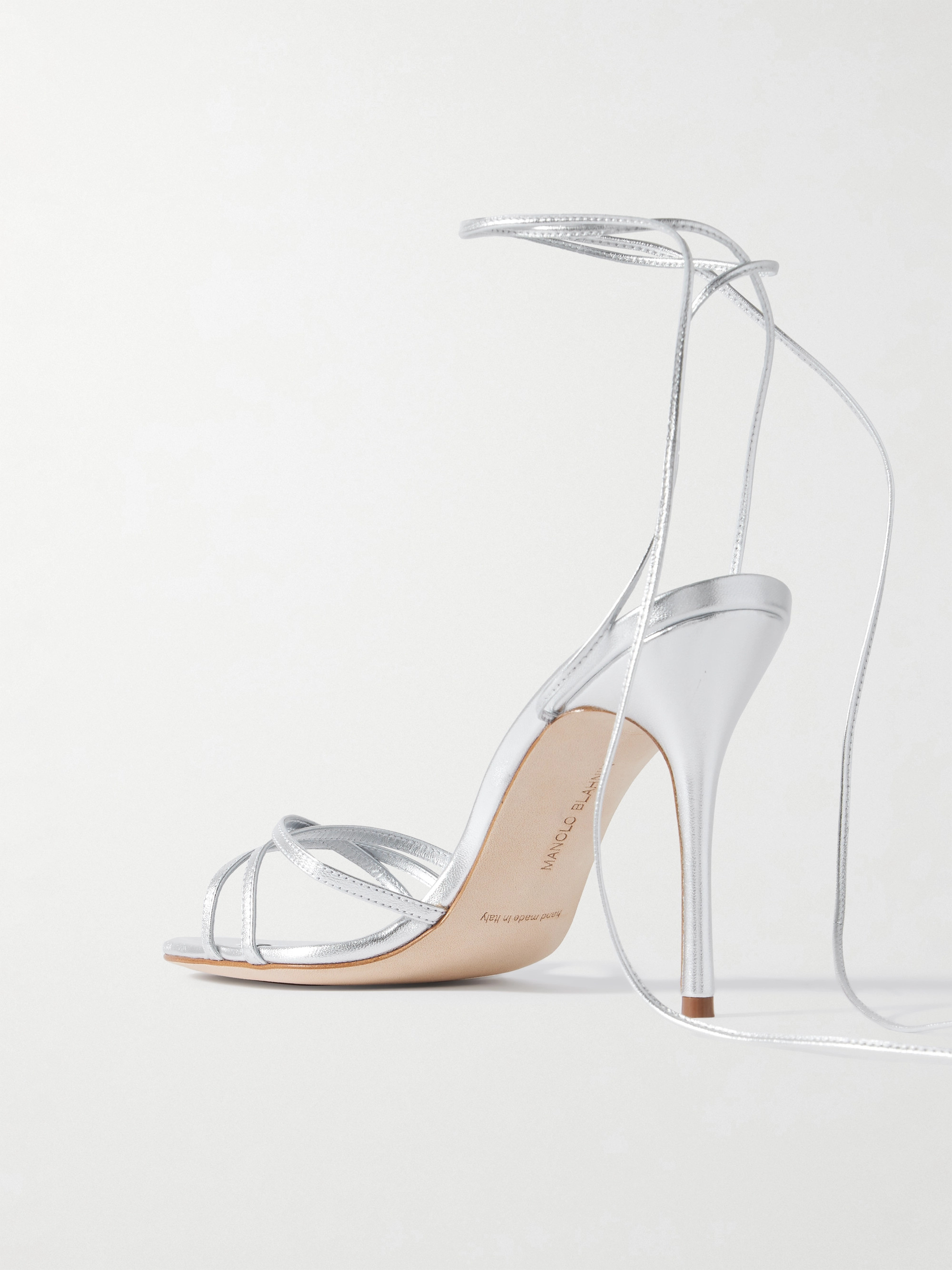 MANOLO BLAHNIK Leva 105 metallic leather sandals thumbnail