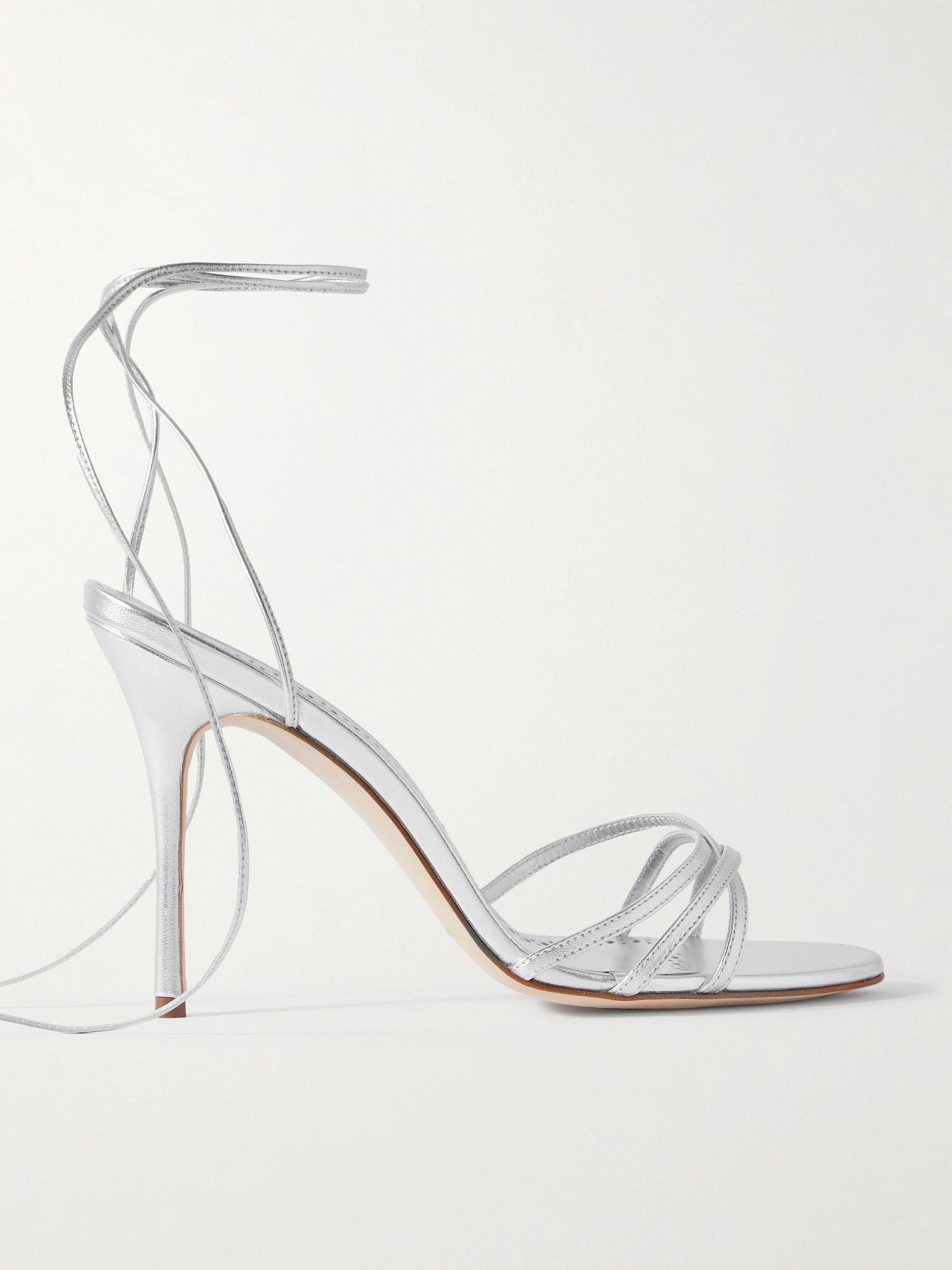 MANOLO BLAHNIK Leva 105 metallic leather sandals
