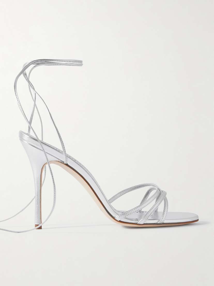 Manolo Blahnik Leva 105 Metallic Leather Sandals