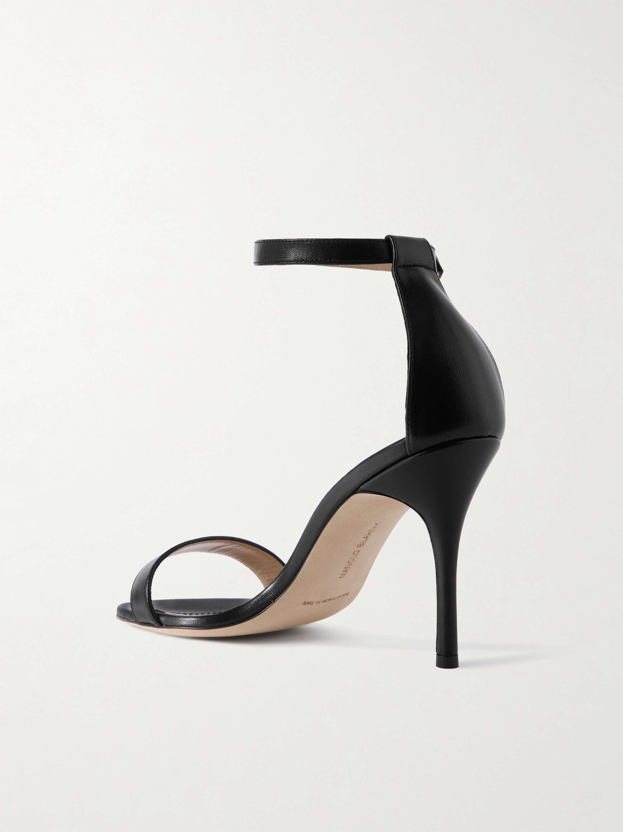 $865 NEW Manolo Blahnik CHAOS Patent Leather Black Sandals