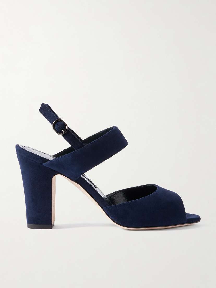 Manolo Blahnik Khiko 90 Suede Slingback Sandals