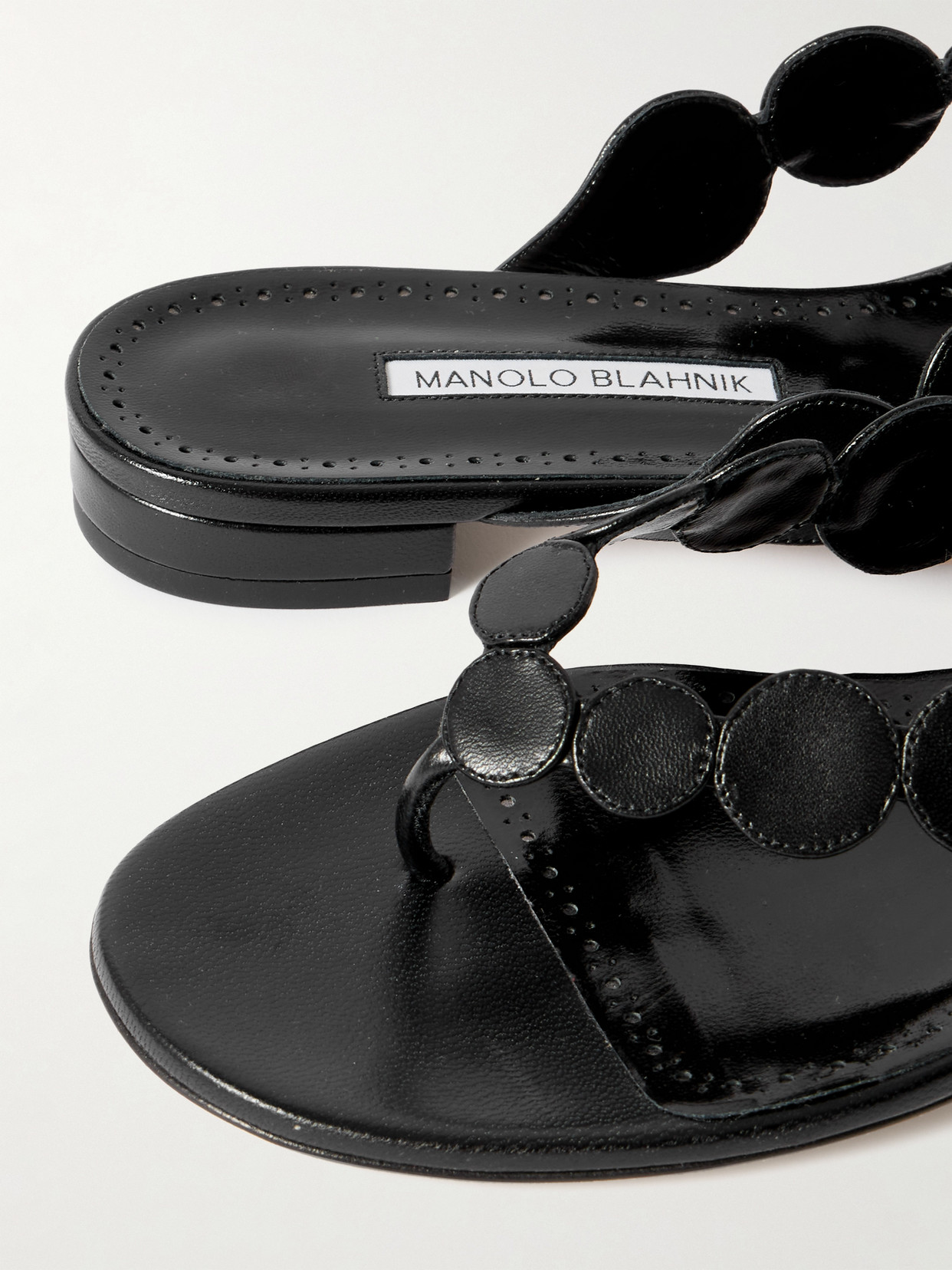 MANOLO BLAHNIK NOUR LEATHER SANDALS