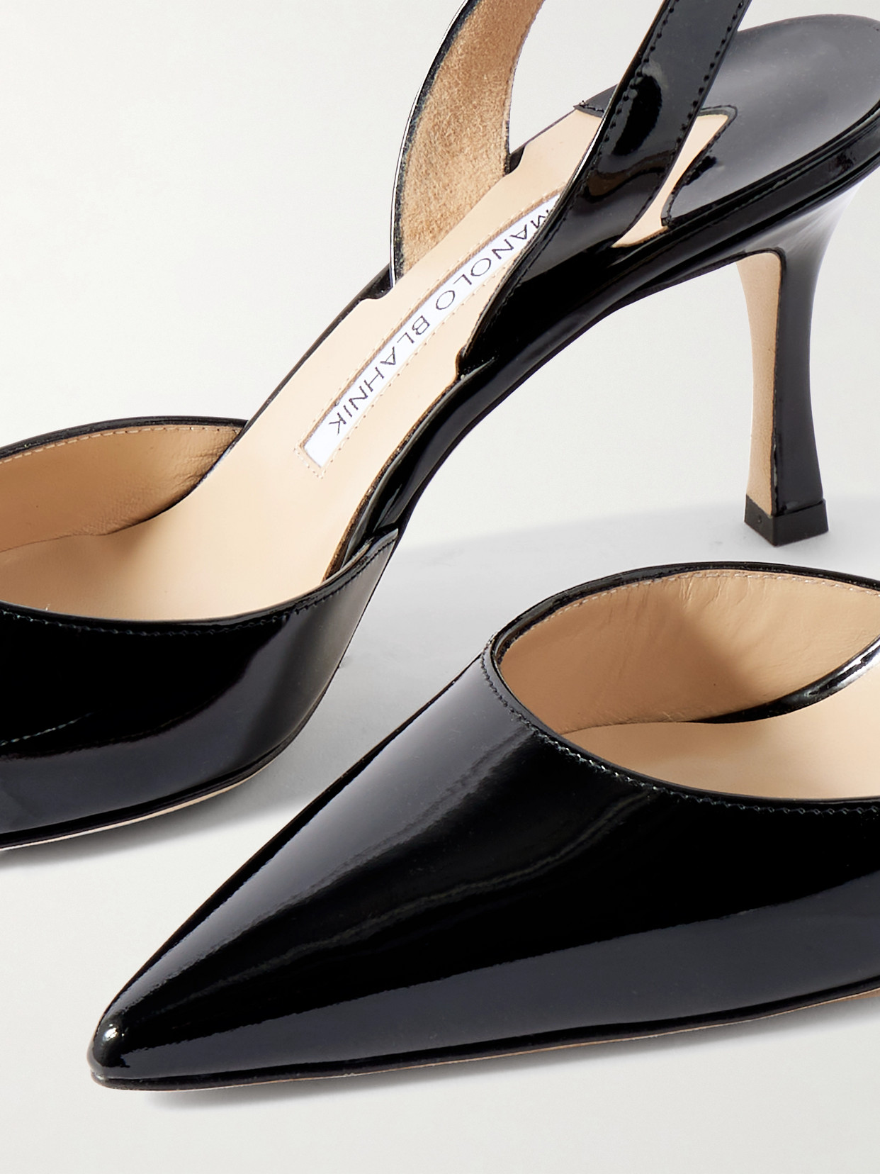 Manolo Blahnik Carolyne Leather Mid-heel 70mm Halter Pump In Black