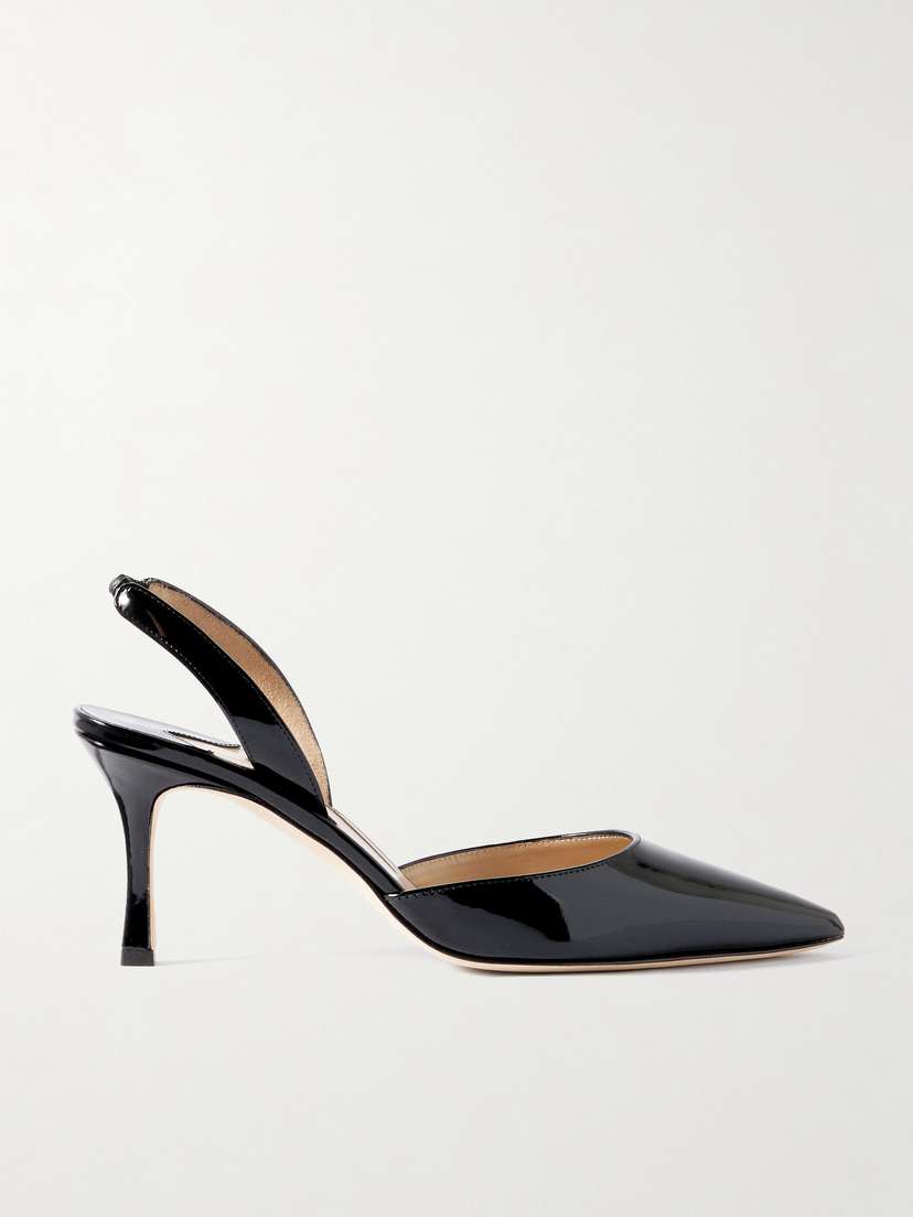 Manolo Blahnik Carolyne 70 Patent-leather Slingback Pumps