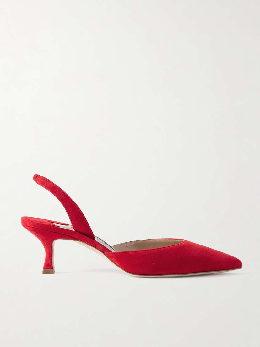 Manolo Blahnik Carolyne 50 Suede Slingback Pumps