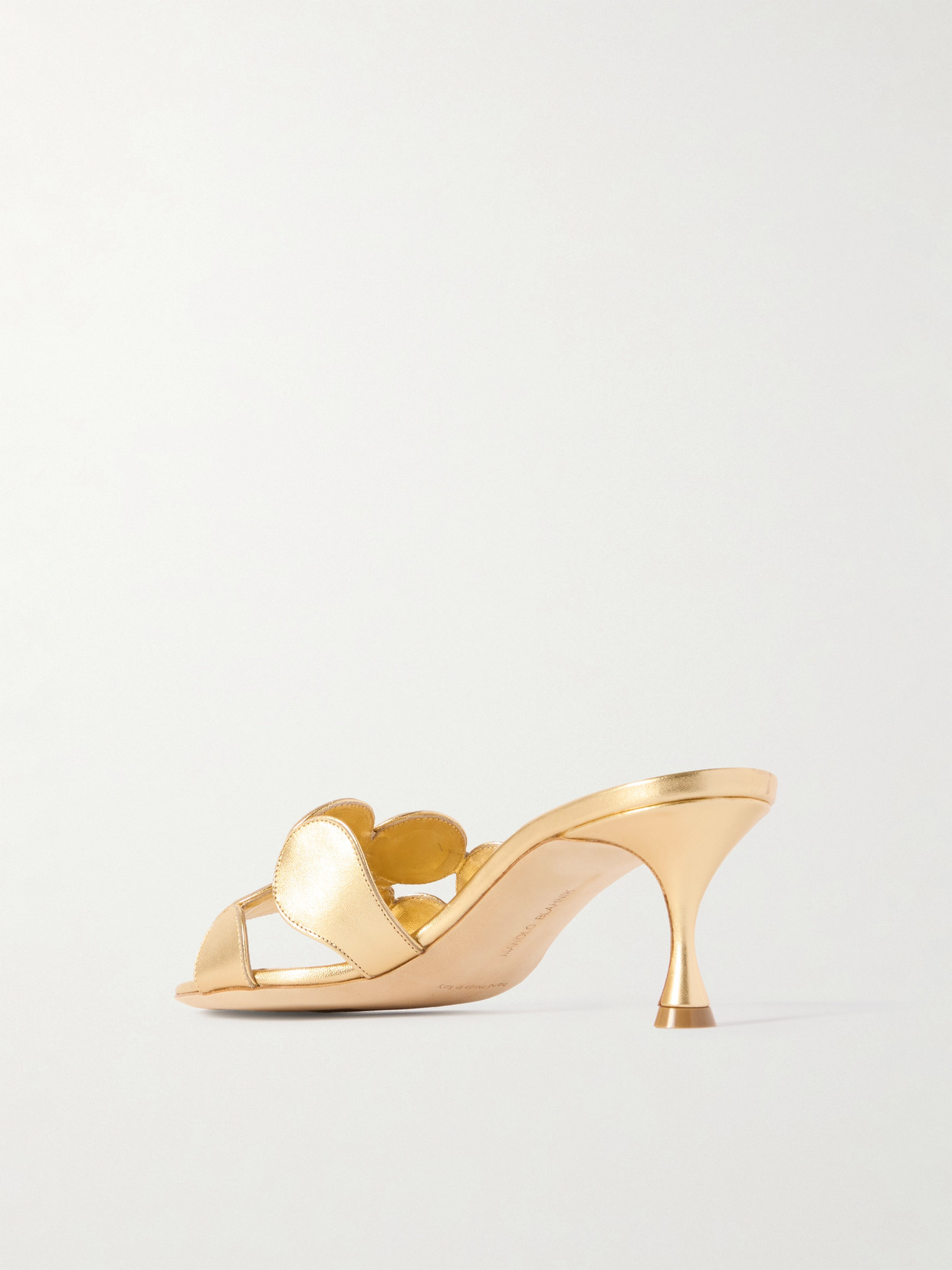 Manolo Blahnik Haribalmu Metallic Stiletto Slide Sandals In Gold
