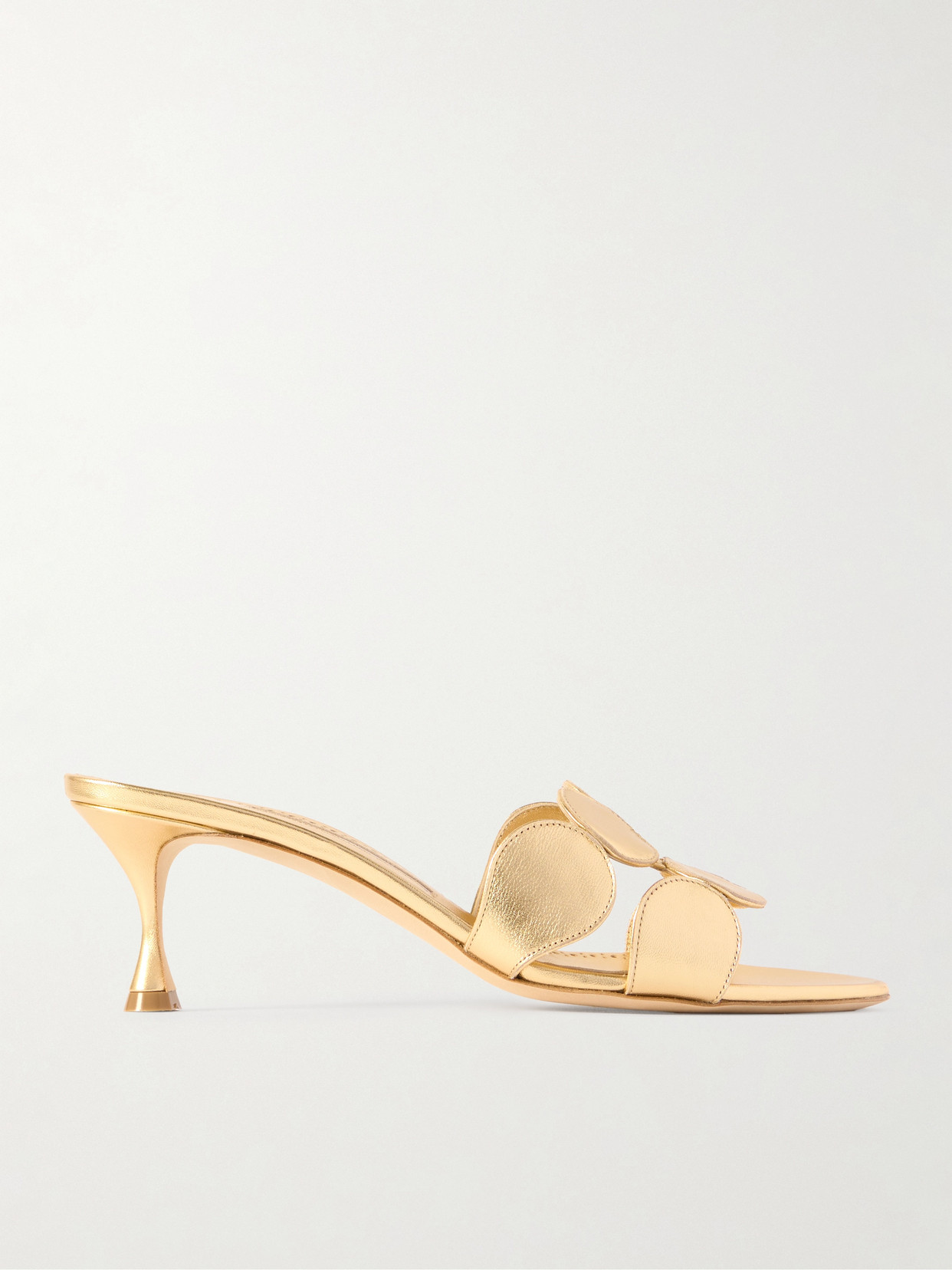 Manolo Blahnik Haribalmu Metallic Stiletto Slide Sandals In Gold
