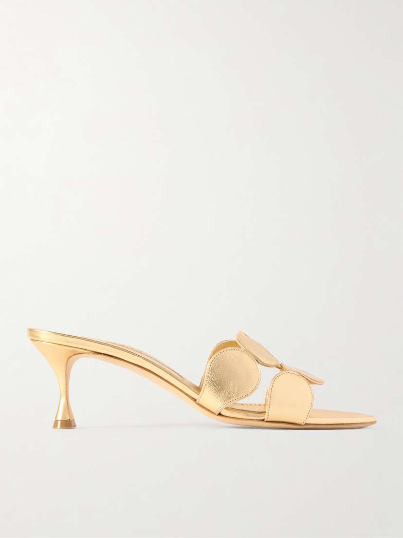 Manolo Blahnik Haribalmu 50 Metallic Leather Sandals