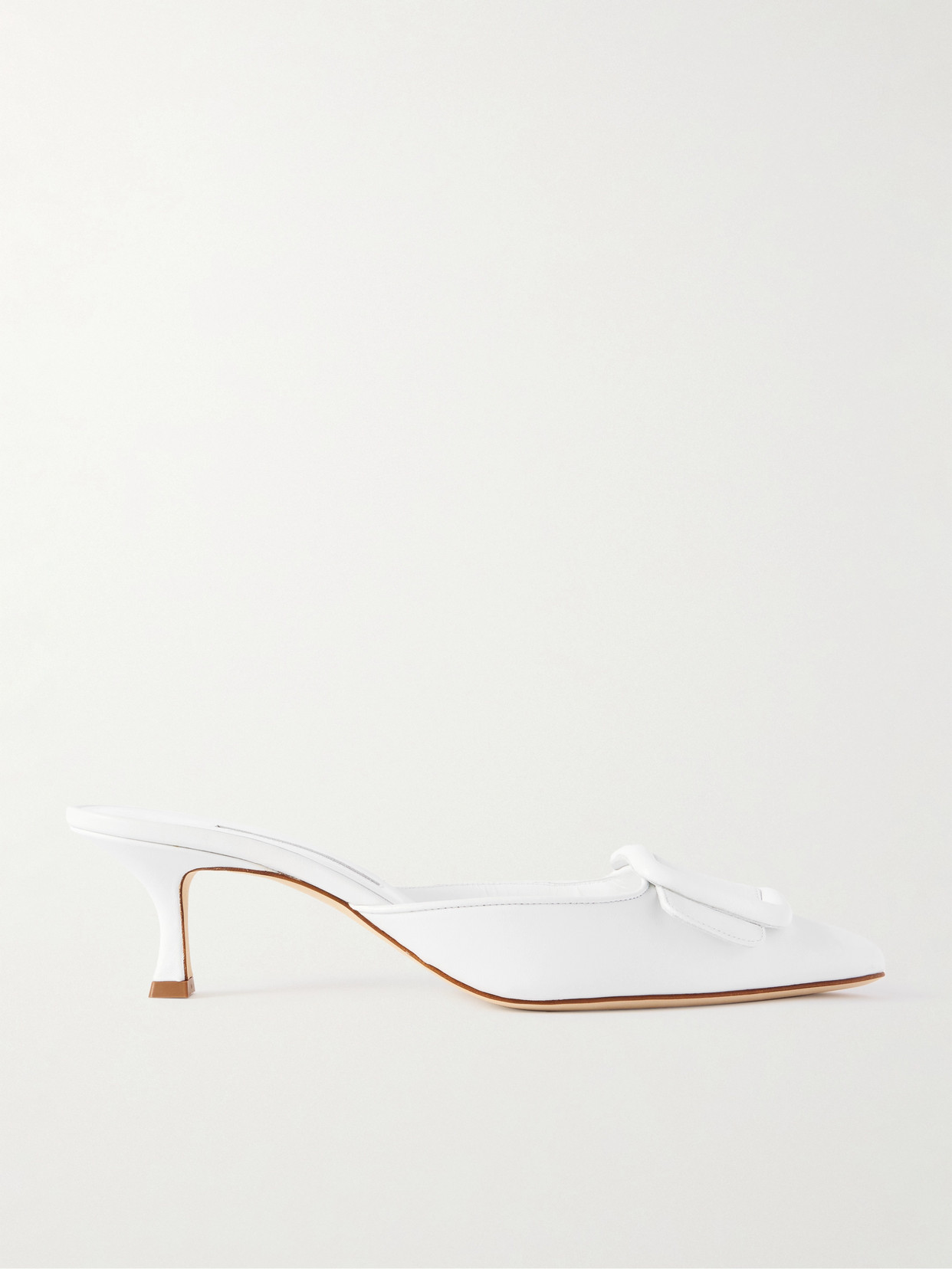 Manolo Blahnik Maysale 50mm Mules In White