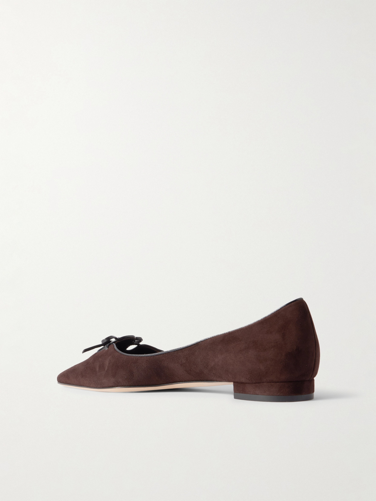 MANOLO BLAHNIK LEATHER-TRIMMED SUEDE POINT-TOE FLATS