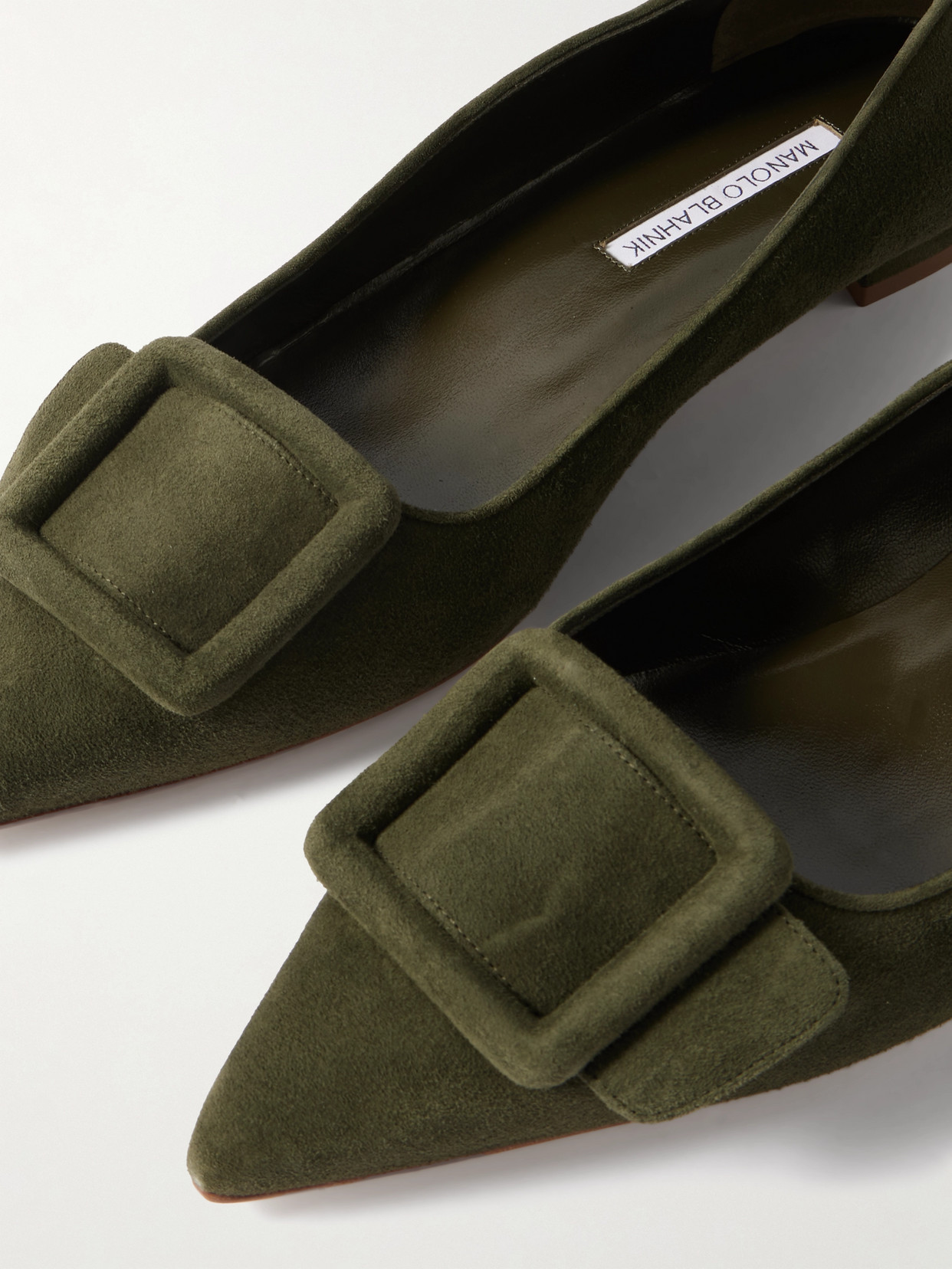 Maysale Buckled Suede Point-Toe Flats