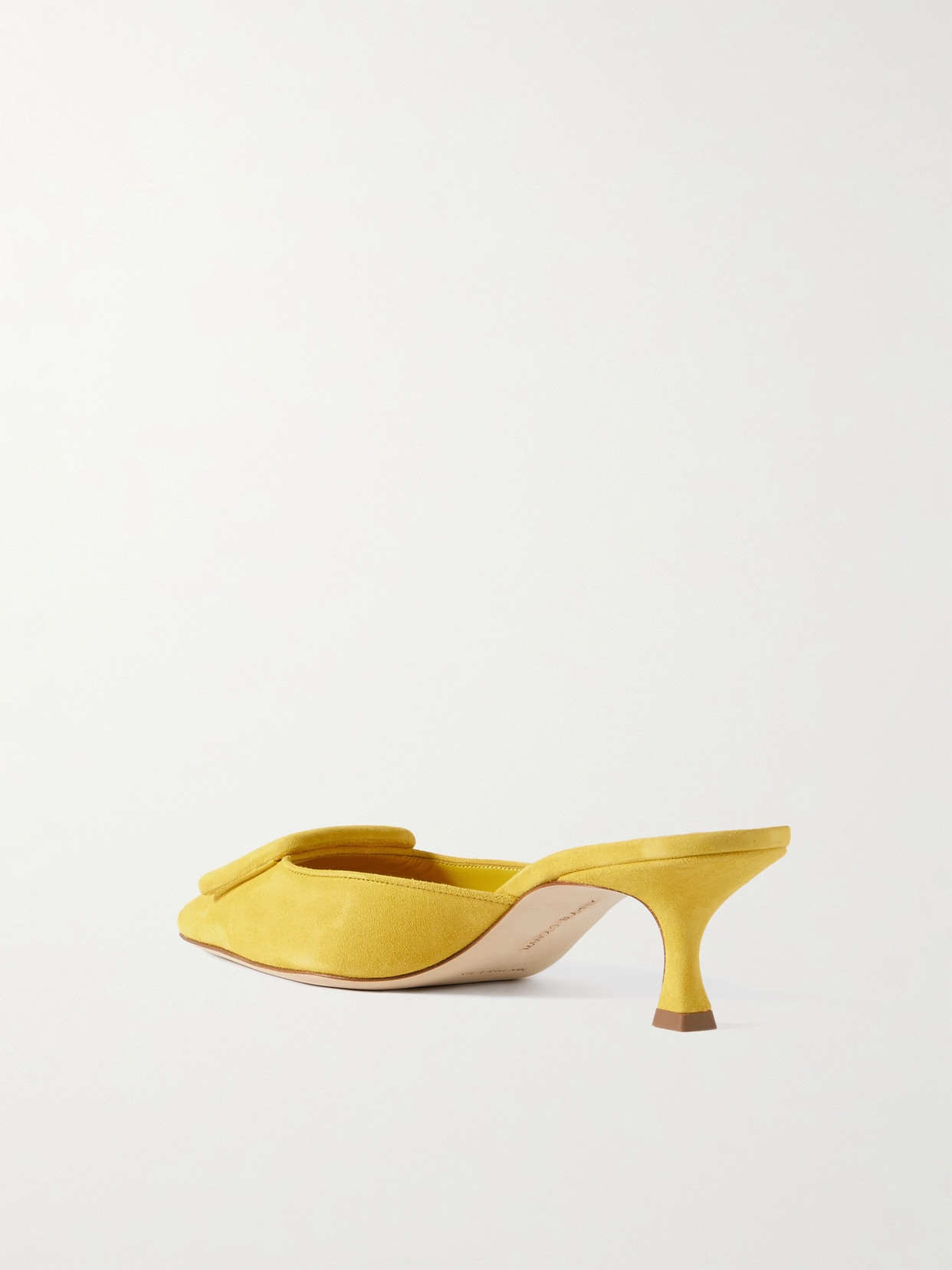 Manolo Blahnik Maysale 50 Buckled Suede Mules In Yellow