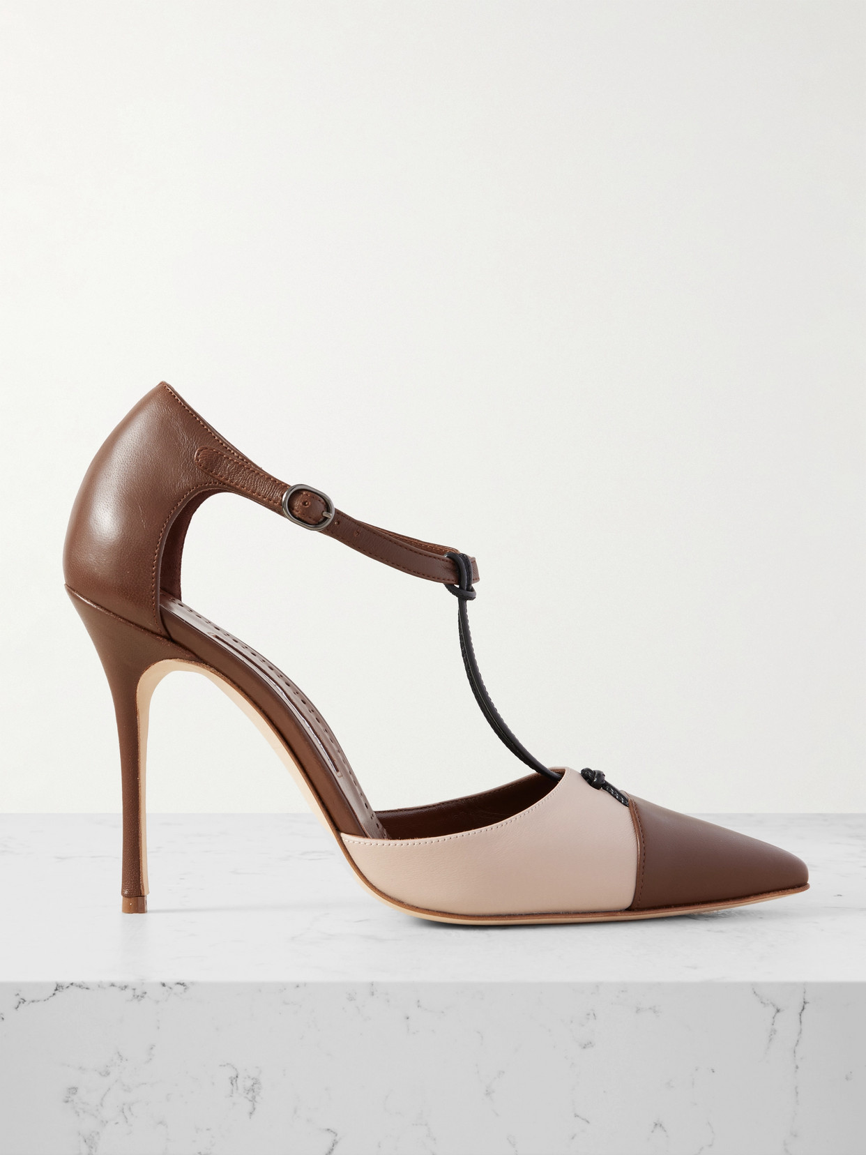 Manolo Blahnik Assala 105 Leather Point-toe Pumps In Brown