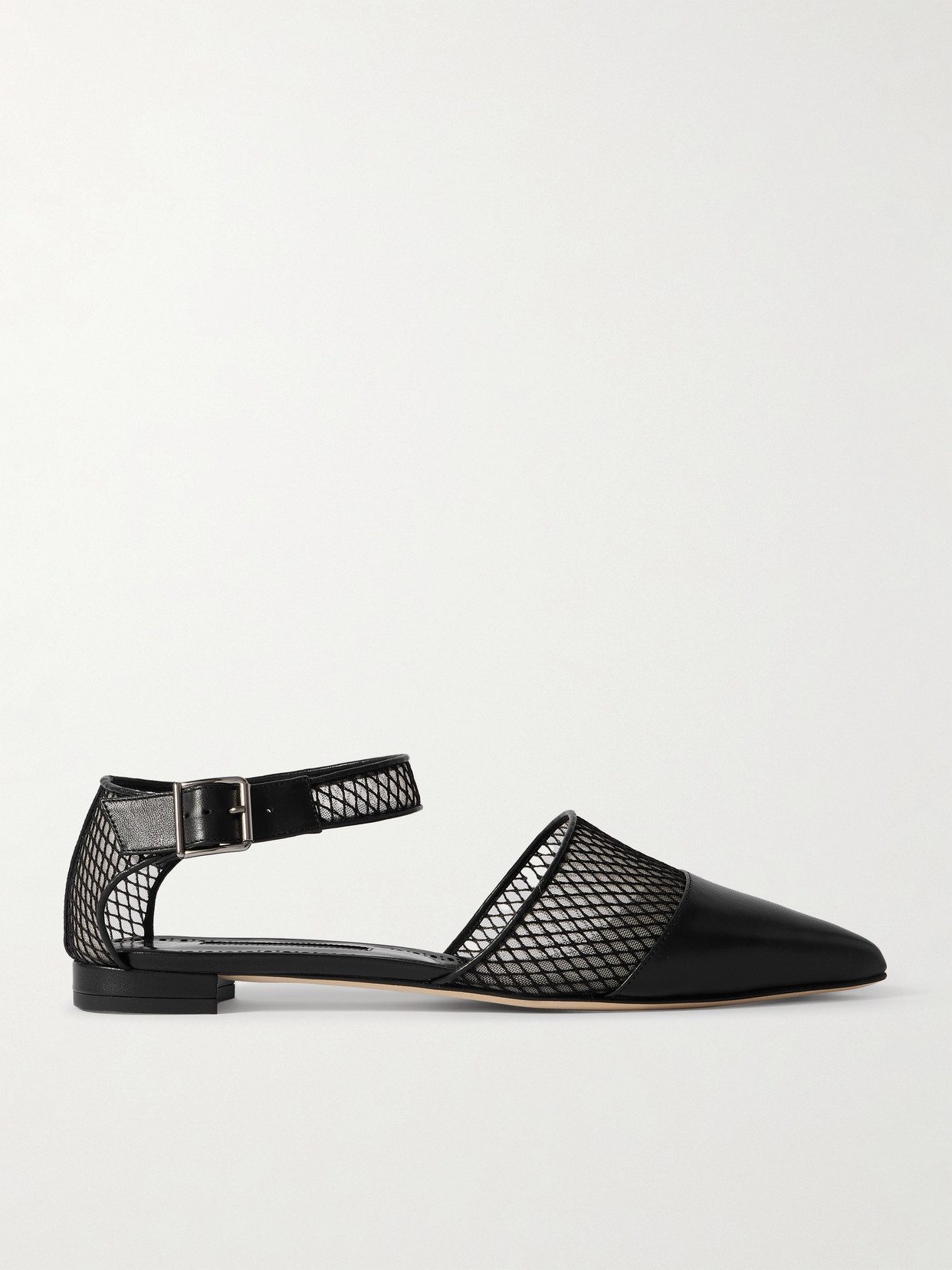 Manolo Blahnik Jatelahflat Leather Pointed-toe Flats In Black