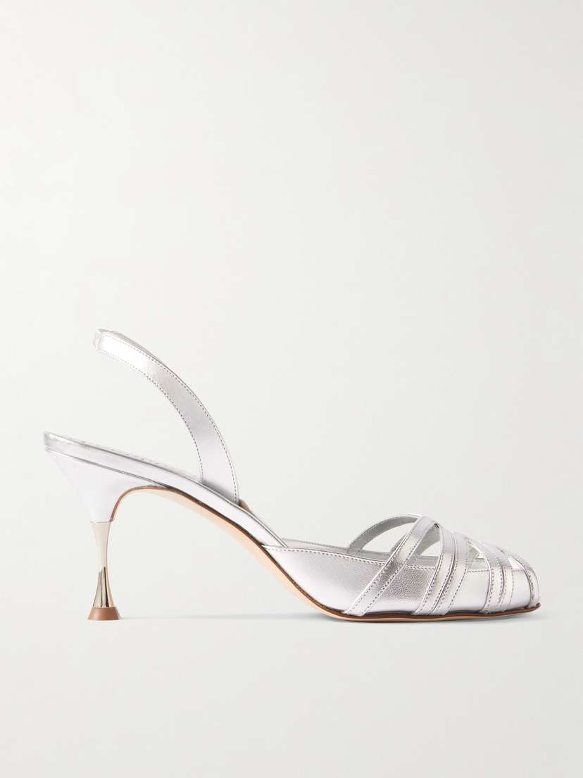 Manolo Blahnik Makanak 70 Metallic Leather Sandals