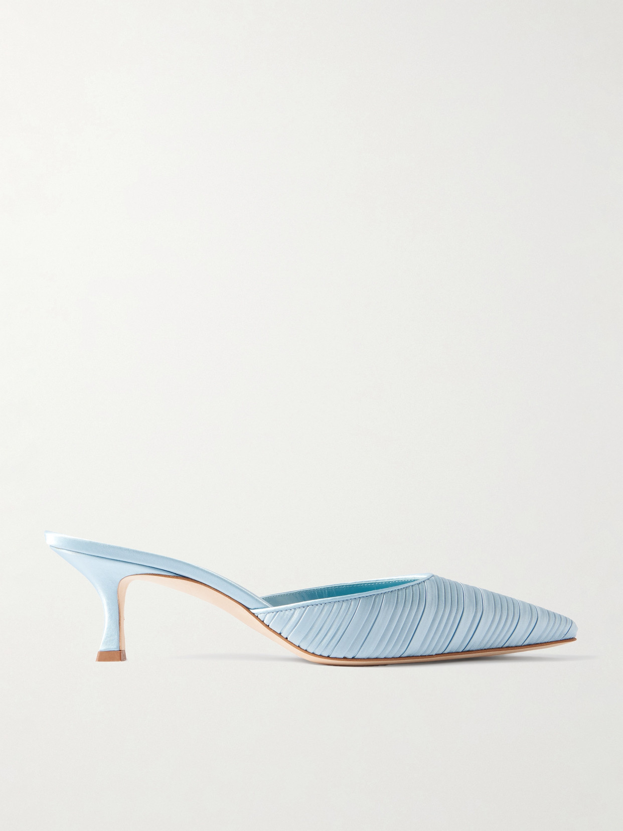 Manolo Blahnik Carolyne 50 Pleated Satin Mules In Blue