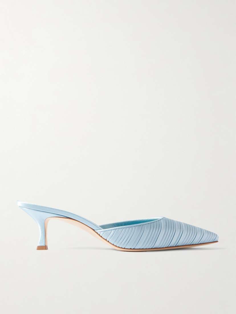 Manolo Blahnik Carolyne 50 Pleated Satin Mules