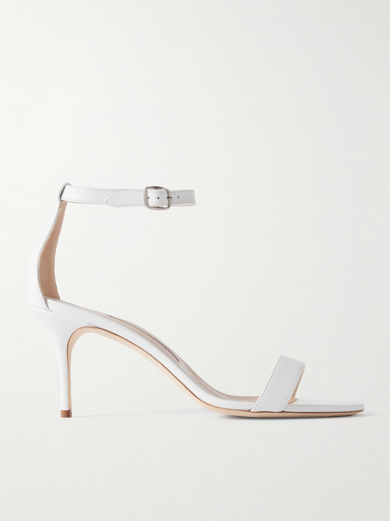 Manolo Blahnik Chaos Satin Stiletto Sandals In White