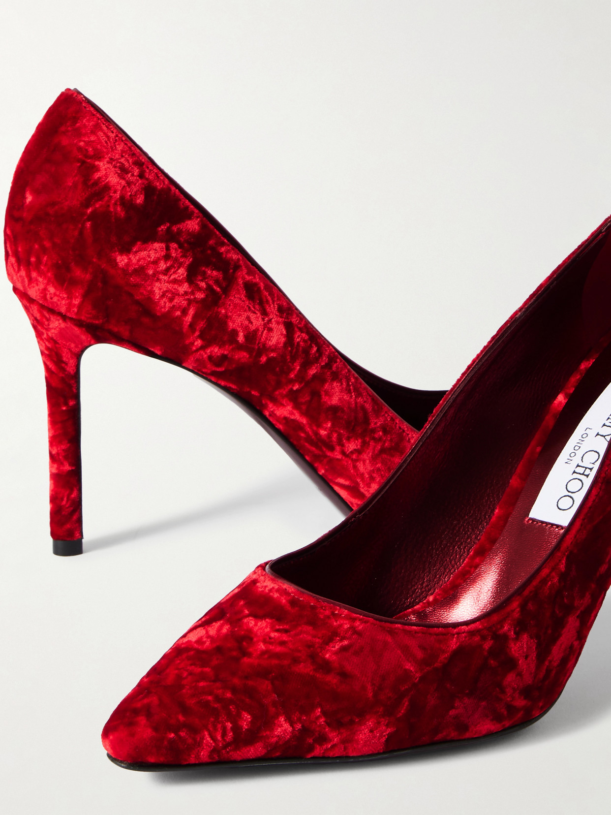 JIMMY CHOO ROMY 85 VELVET PUMPS