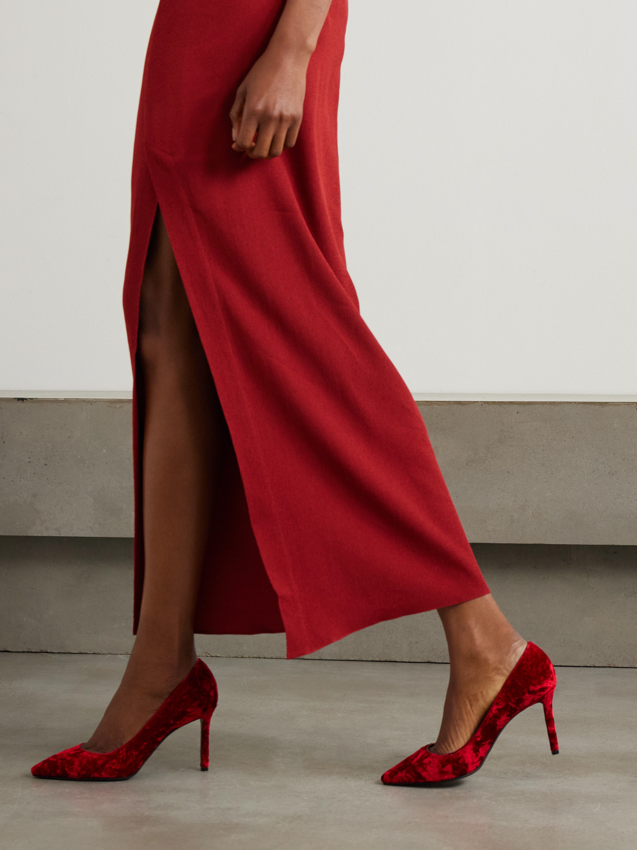 JIMMY CHOO ROMY 85 VELVET PUMPS
