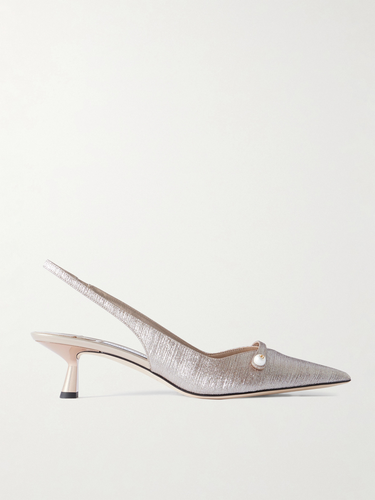Jimmy Choo Amita 45 Snake-effect Leather Point-toe Slingback Pumps In Pink